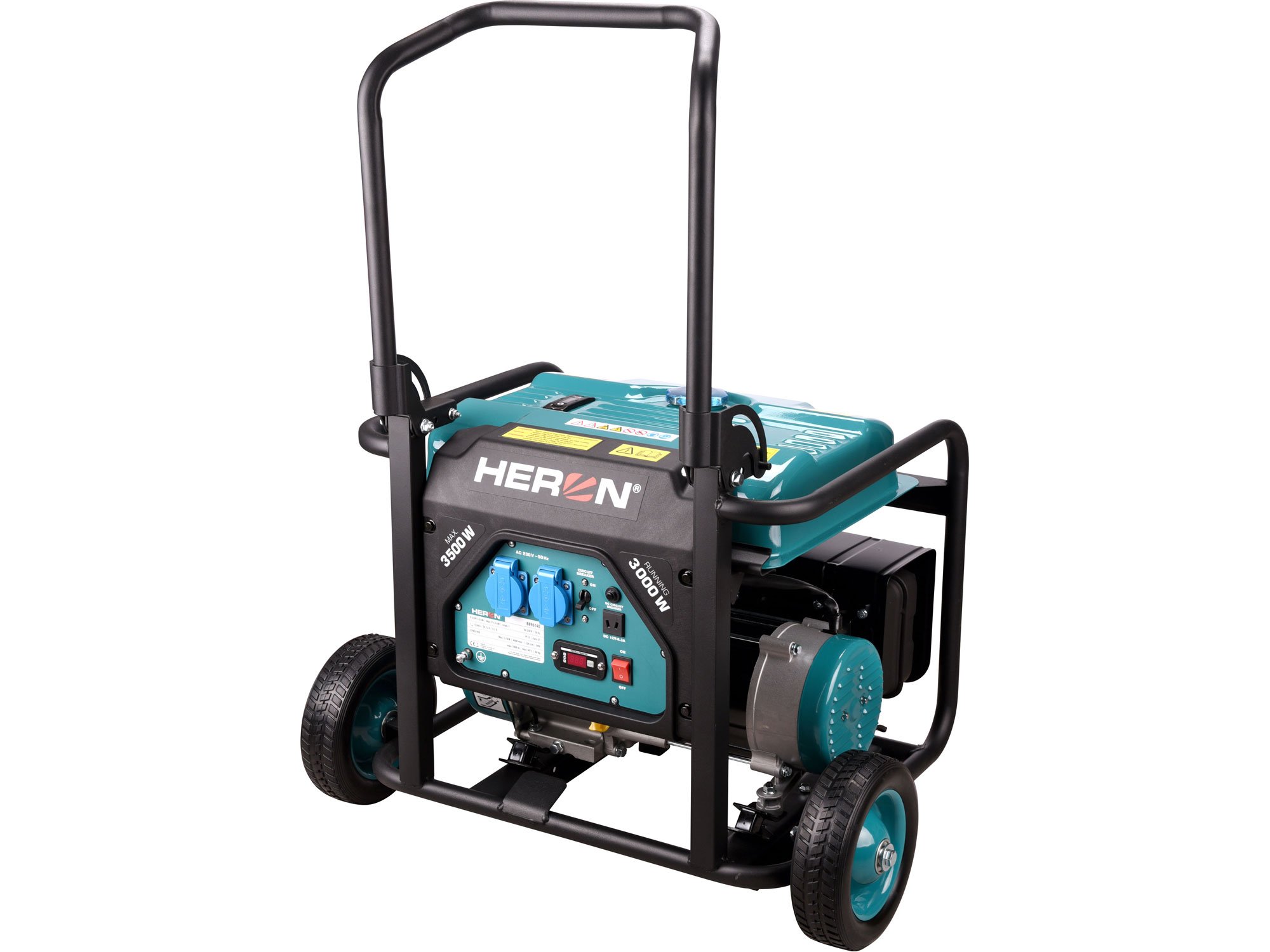 HERON Motor generador 3500W, 3xAC230V, DC12V, con arranque manual