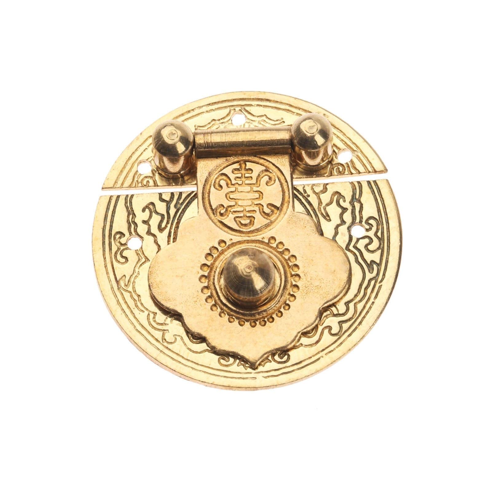 SHALLEZSOU Key Hasp Lock Antique Box Hasp Latch Chinese Brass Lock Catch for Jewelry Suitcase Buckle Clip Clasp Furniture Hardware 36mm