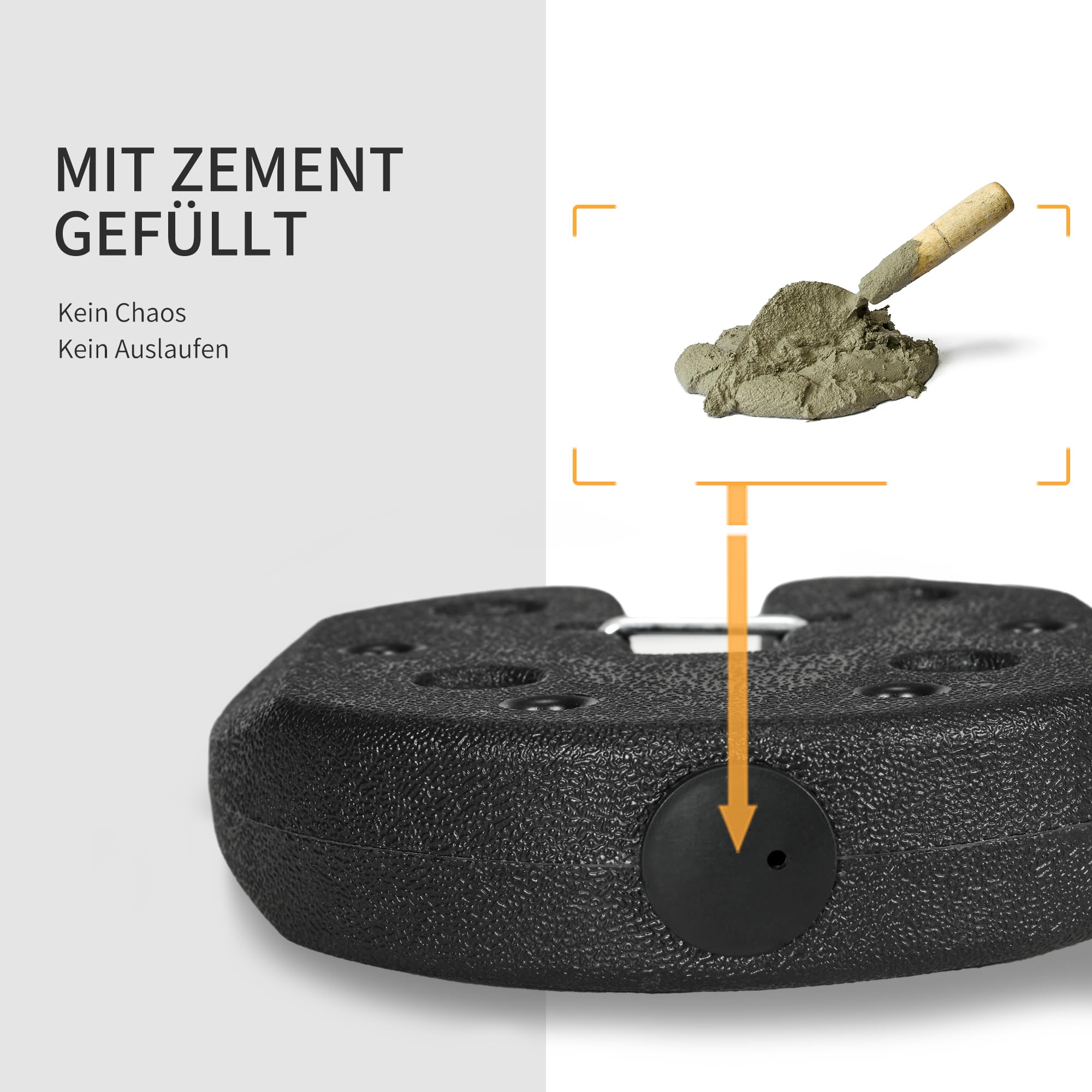 Outsunny Obciążniki do pawilonu 4 sztuki 12 kg z kołkami mocującymi i paskiem transportowym, stabilizatory do namiotów, HDPE, czarne