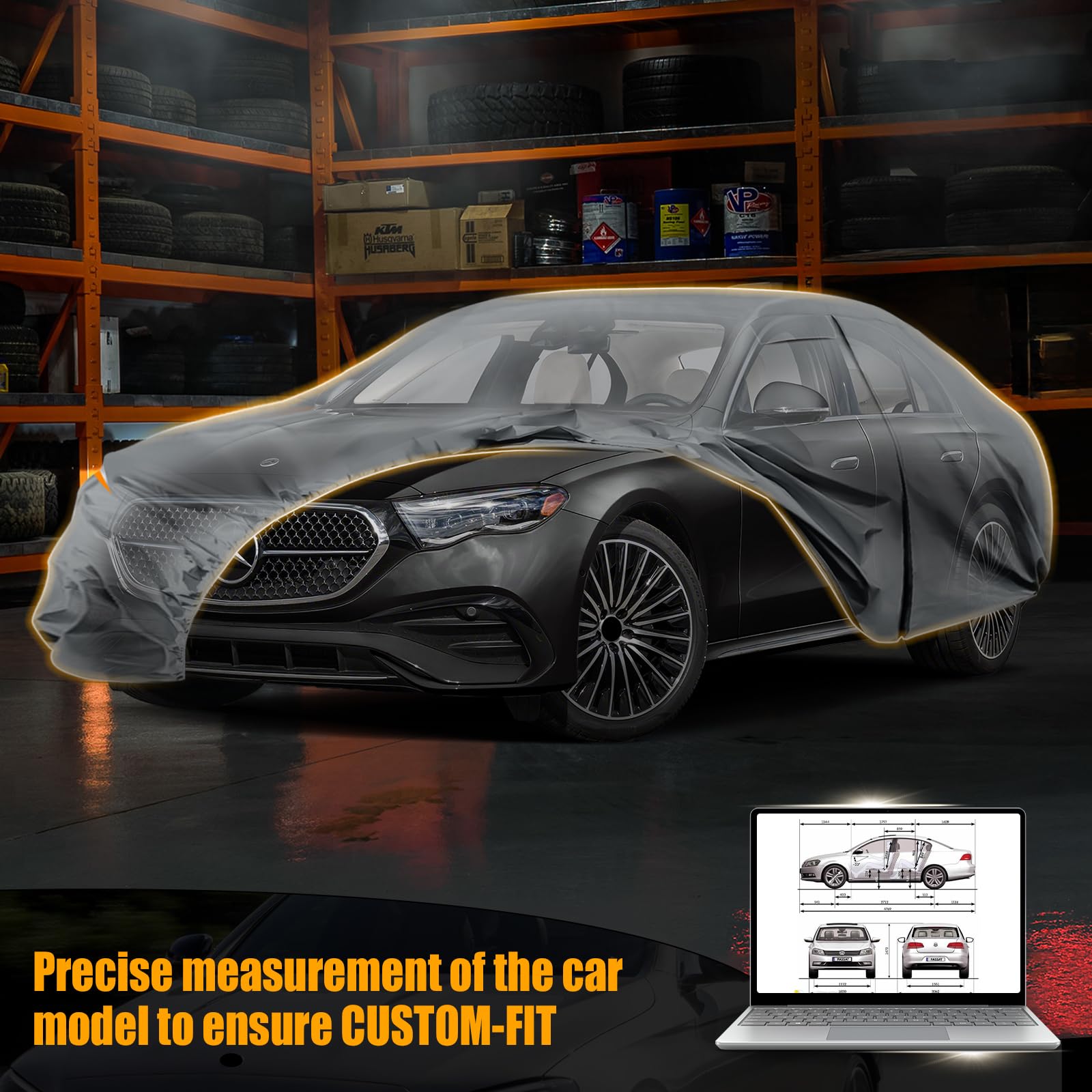 Waterproof Premium Car Covers Replace for 2006-2025 Mercedes Benz E-Class E250 E300 E350 10 Layers Heavy Duty All — view 8