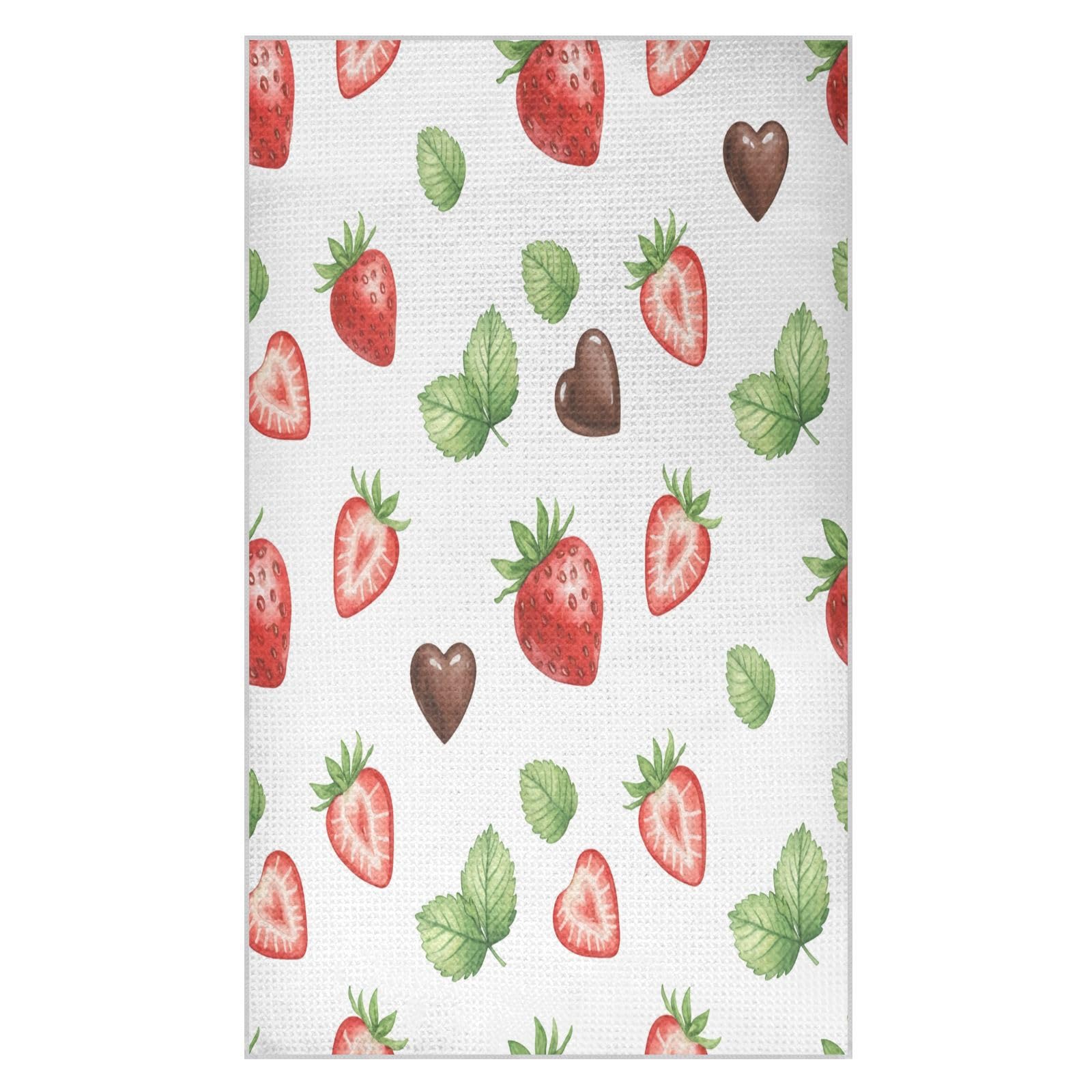 BURSTDDY Strawberry Kitchen Towels,Absorbent Dish Towels 2 Pack