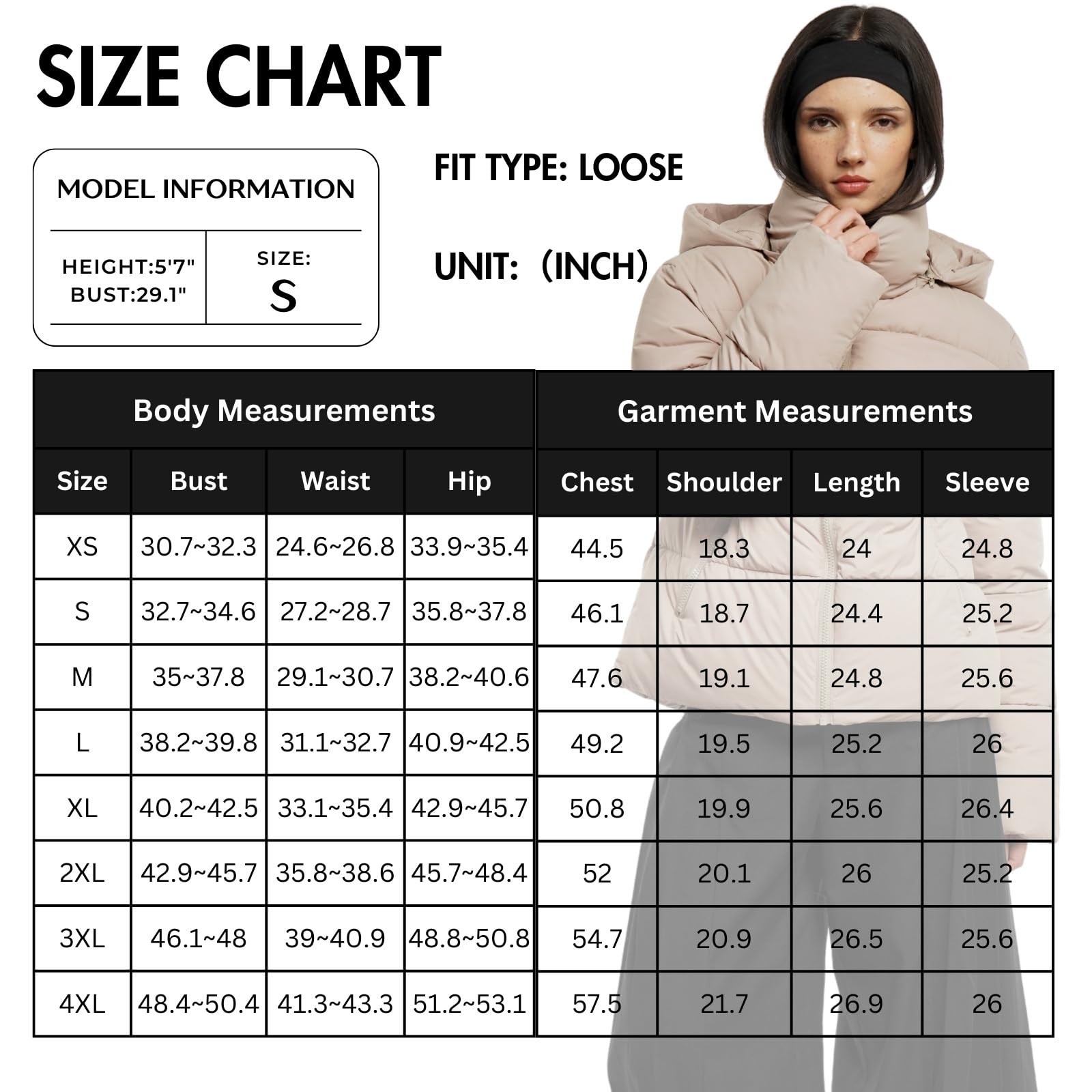PUFFIT Doudoune courte pour femme, veste d'hiver chaude avec capuche amovible, poches zippées, manteau court matelassé pour femme