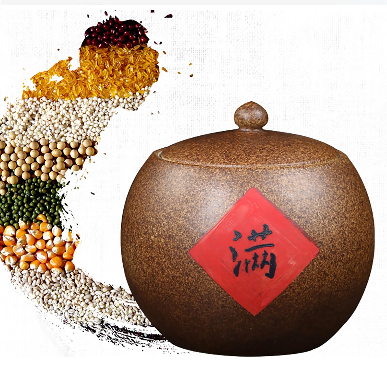 Contenitore Per La Conservazione Del Riso Ceramica Secchio Per Riso Sigillato Barattolo Sigillato Cucina Con Coperchio Distributore Di Cereali 10Kg Contenitore Per La Conservazione Del Riso Coperchio(