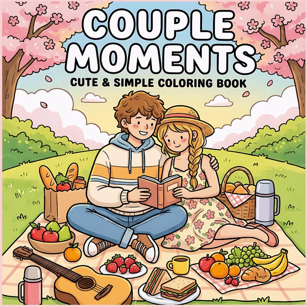Couple Moments Coloring Book: Cute & Relaxing Scenes of Love, Cozy Dates, and Sweet Everyday Moments for Adults and Teens