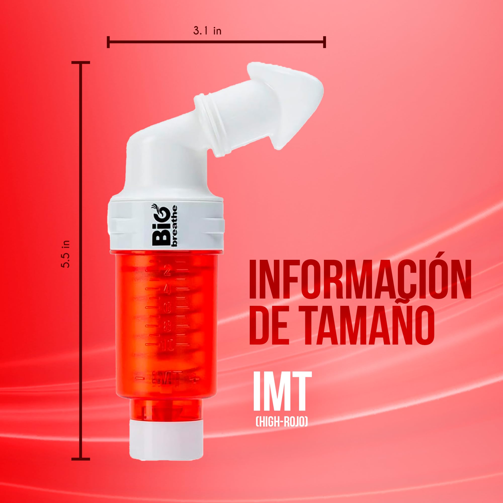 IMT Exerciseur pulmonaire à résistance élevée (Rouge) Big Breathe, améliore votre capacité pulmonaire, idéal pour les sportifs et les personnes souffrant de problèmes respiratoires, facile à utiliser,