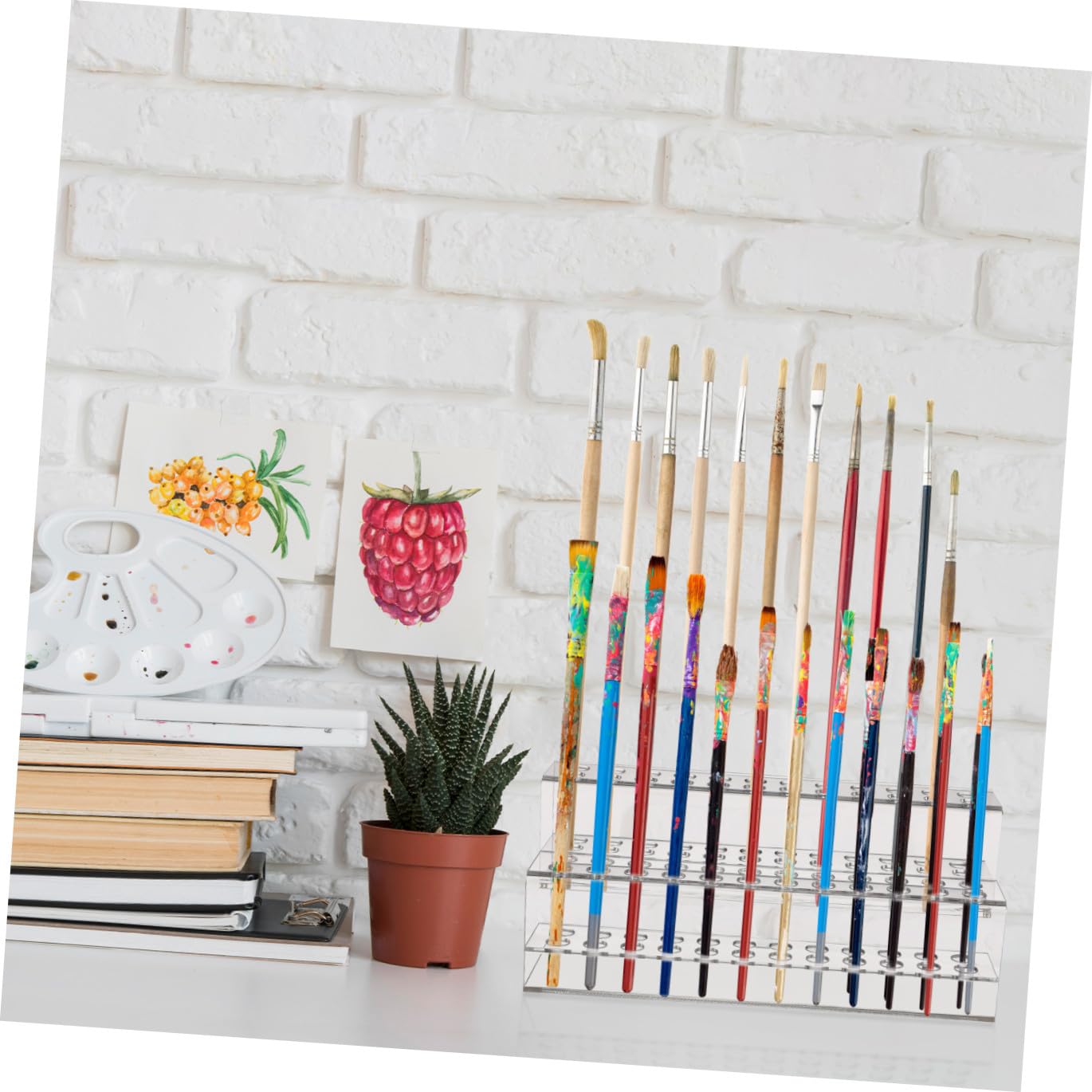 Organizer da Scrivania Portapenne e Pennelli 48 Slot in Plastica Durevole, Porta Matite e Piccoli Utensili, per Uso Domestico e Professionale