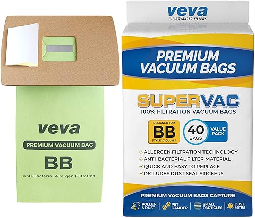 Paquete de 40 bolsas de vacío tipo BB para aspiradora Oreck de mano PKBB12DW, BB180, BB280, BB850, BB870, BB880, BB900, BB1000, BB1100, BB1200,