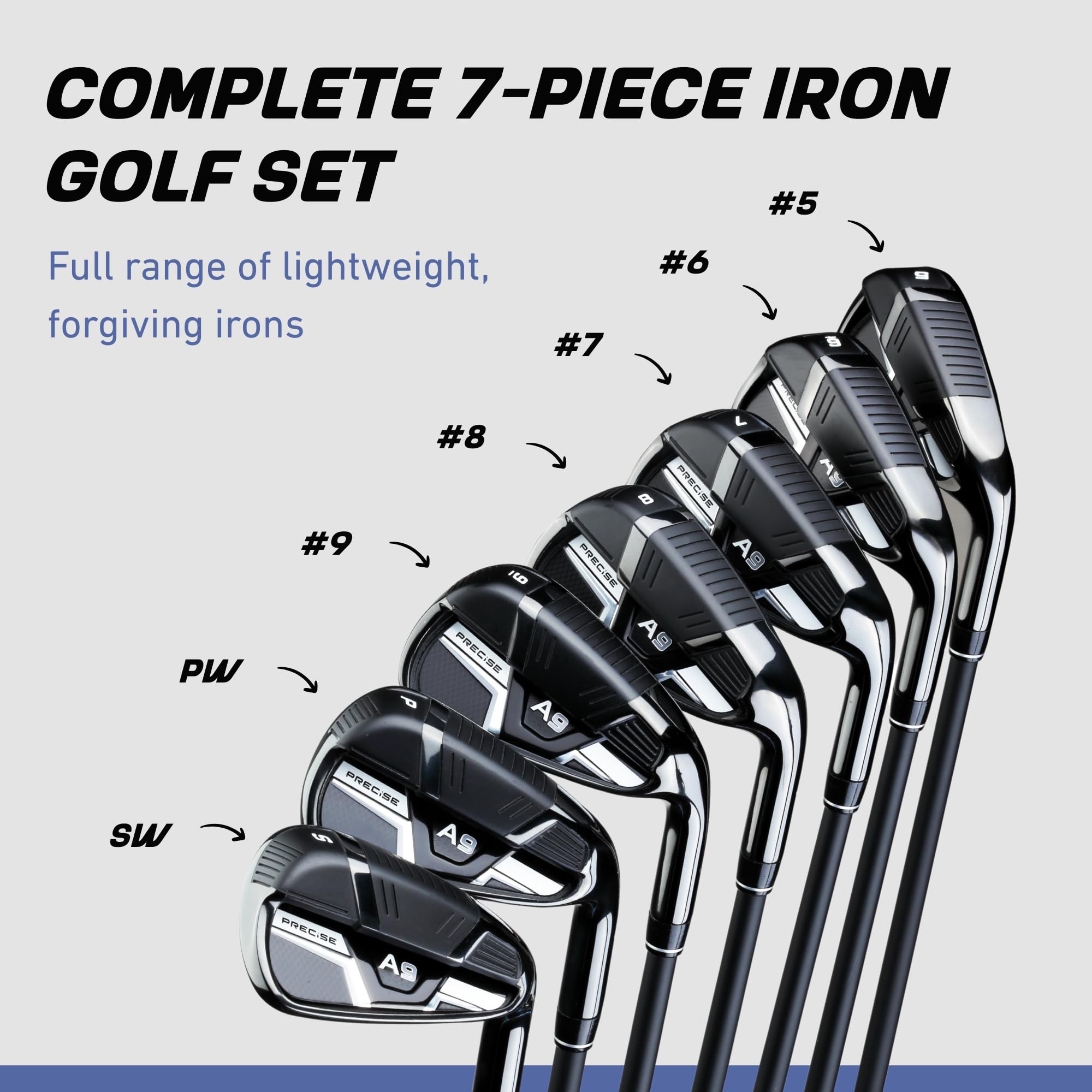 Amazon.com : Precise A9 Golf Iron Set – 7 Clubs (5–SW) | Right