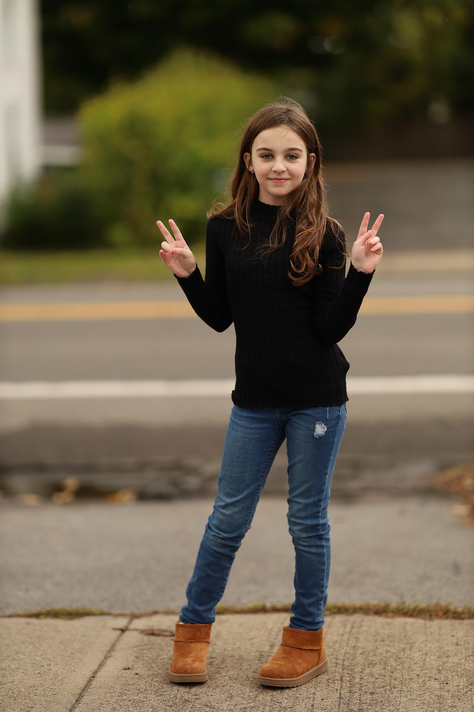 Arshiner Mädchen Langarmshirt Halber Rollkragenpullover Kinder Freizeit Pullover Langarm Oberteile Mode Strickpullover Herbst Winter Elegant Shirt 5-13 Jahre