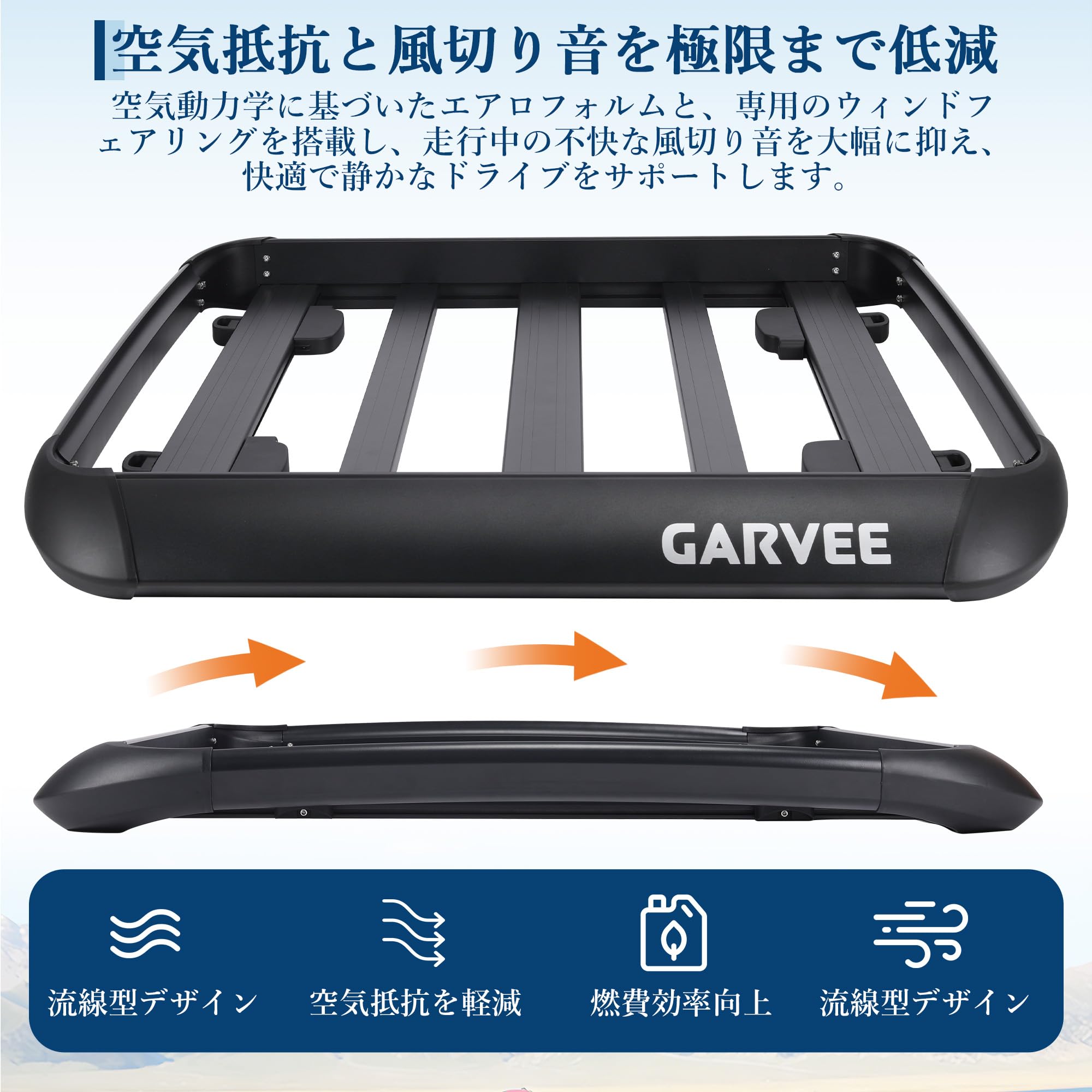 ルーフラック ルーフキャリア カーゴラック アルミ製 耐荷重90kg(ブラック 長さ120x幅102x高さ13cm) | SUV小型車 乗用車 軽バン… — 商品詳細画像 2