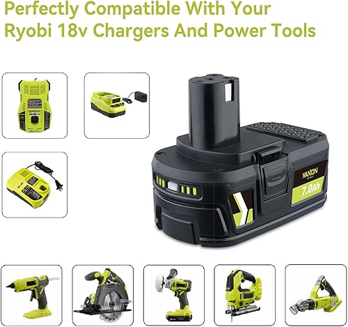 Miniatura 6 de VANON 7.0Ah P108 18 V Reemplazo para batería ryobi 18v paquete de 2 baterías de iones de litio de alta capacidad compatibles con P108 P102 P103 P104