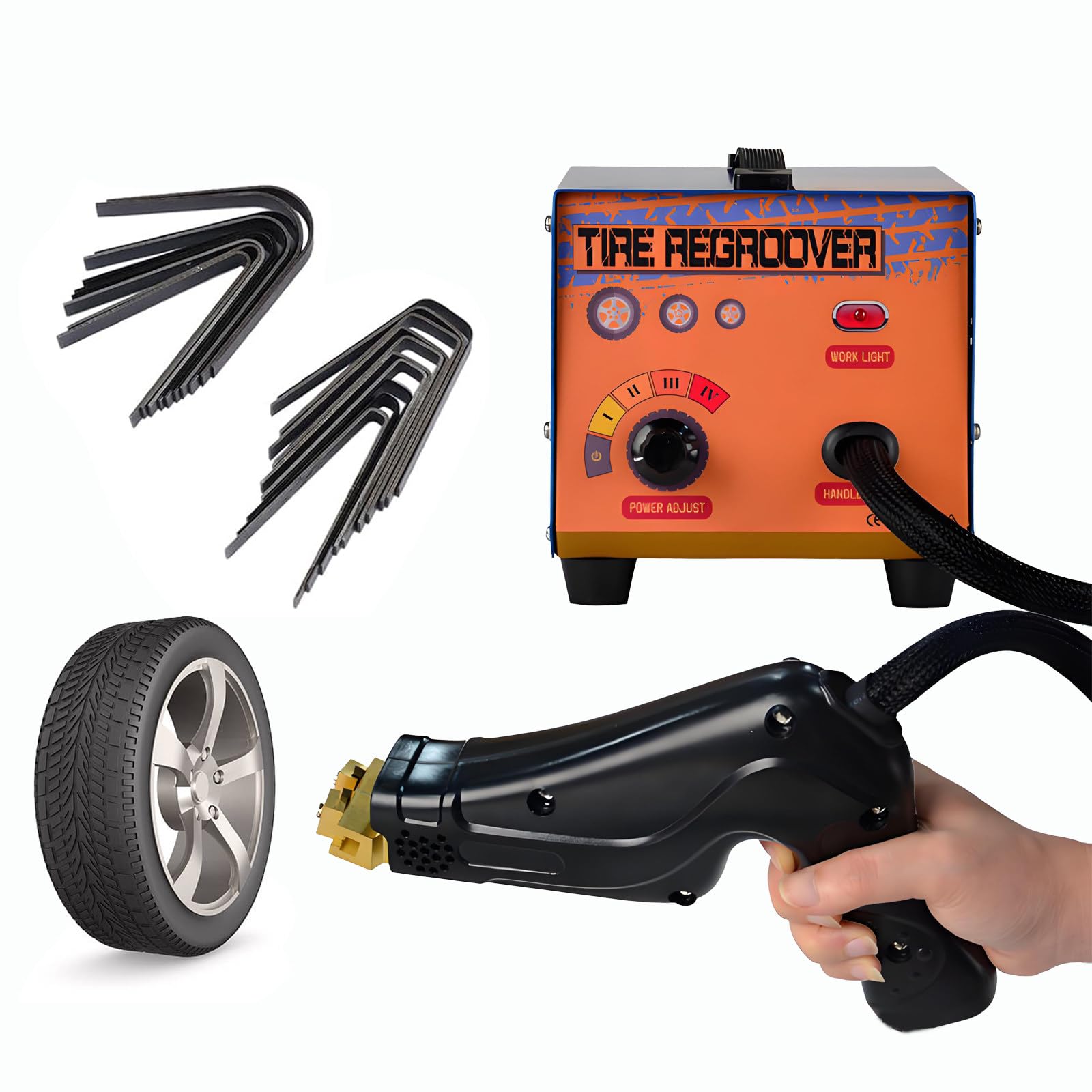 SBCGFY Portable Tire Grooving Machine, 1000W Adjustable High Power Tire Regroover With 10 Blades, For Off-Road Truck Car Tire Tread Pattern, Retread Old Tire