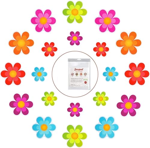 Calcomanías antideslizantes para bañera, 30 unidades de calcomanías antideslizantes para suelo de ducha, apliques de flores brillantes