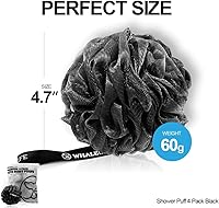 Vista 7 de Esponja de Ducha Paquete de 4 Negra Esponja de Baño Esponjas de Ducha Loofahs Bola Puf Carbón de Bambú Natural Malla Esponjas a Granel Grandes