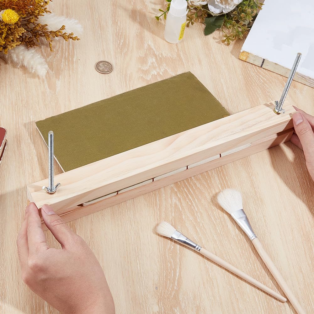 GORGECRAFT Prensa de Bambú de 380mm Encuadernación de Libros Herramienta Perforadora de Madera Cuna Encuadernación Kit de Encuadernación Manual Suministros Portátiles Encuadernación Aficionados A Las