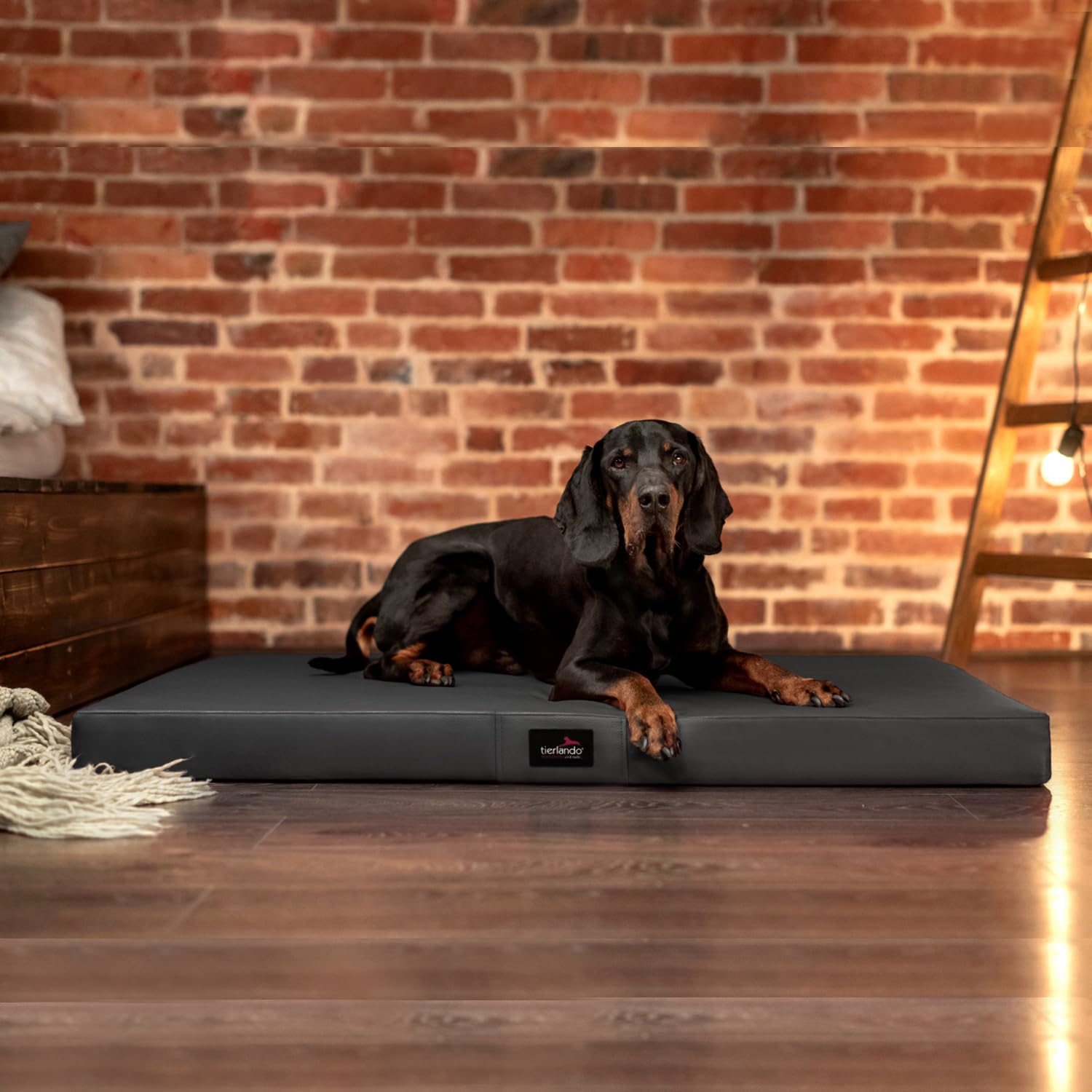 tierlando® Orthopädische Hundematratze Alice Easy CLEAN Kunstleder Visco-Hundematte Größe: 100x80cm | Farbe: 02 Graphit