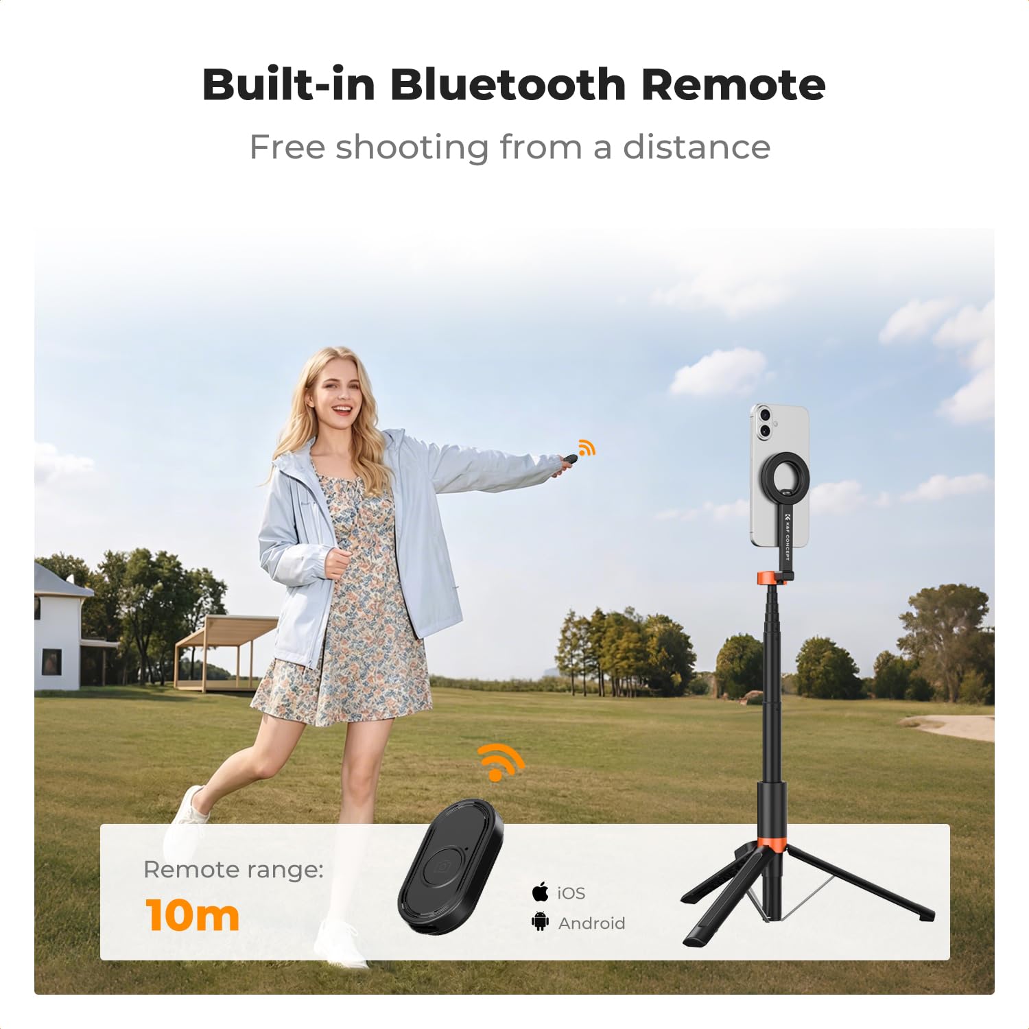 K&F CONCEPT 180cm Treppiede Mag-safe, Leggero Selfie Stick Mag-safe con Telecomando Bluetooth. Struttura in Alluminio, a 3 Assi per Vlog, Compatibile con iPhone 17 16 15 14 Pro e Pro Max e Android