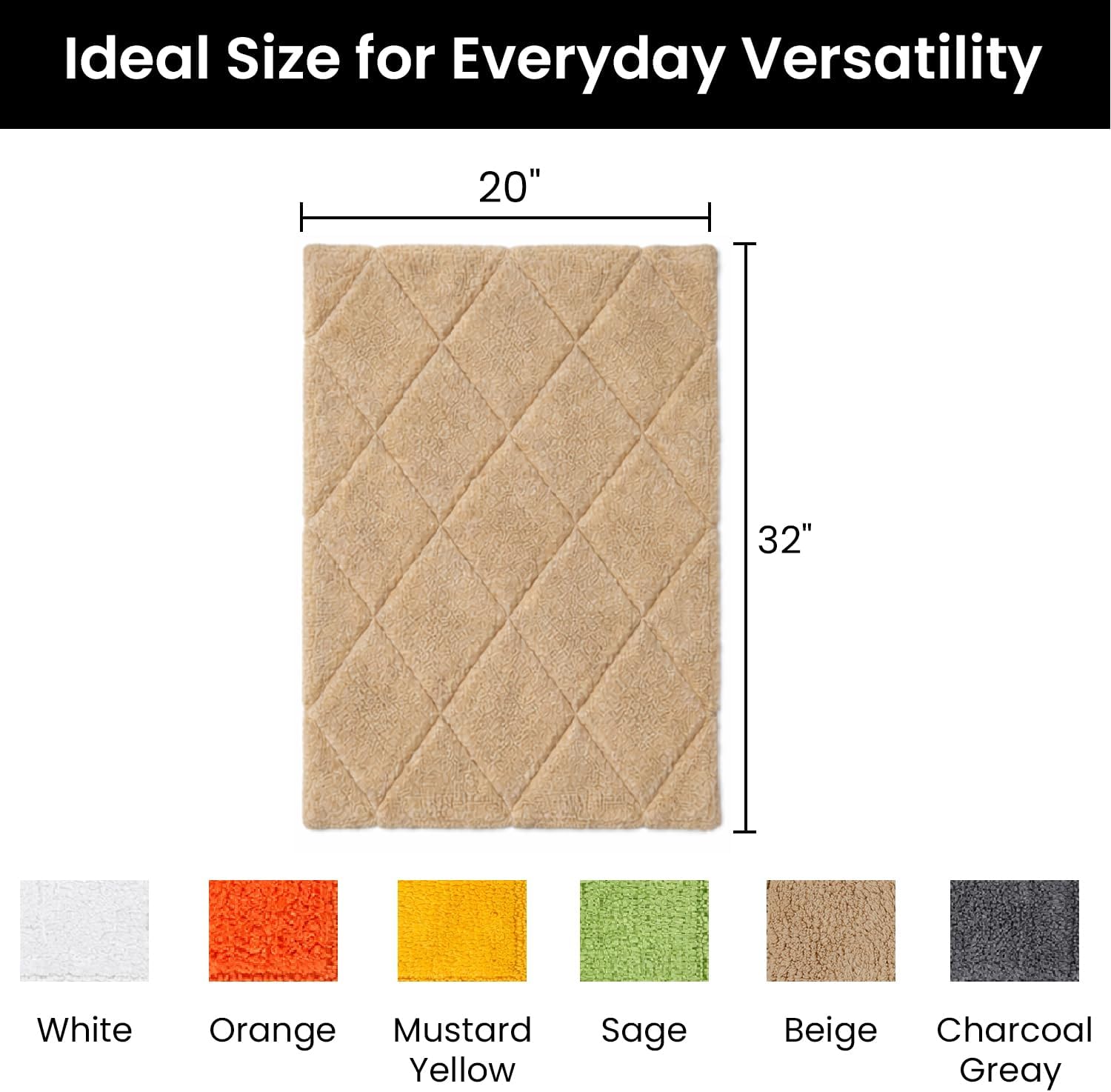 C23 Beige Bathroom Rug 2200 GSM 20"x32"|100% Tufted Cotton|Thick & Plush Bath Mat|Luxury, Heavyweight, Ultra-Absorbent, Quick Dry, Non-Slip Natural Latex Back, Machine Washable Bath Rug, 1 Pack - Image 2