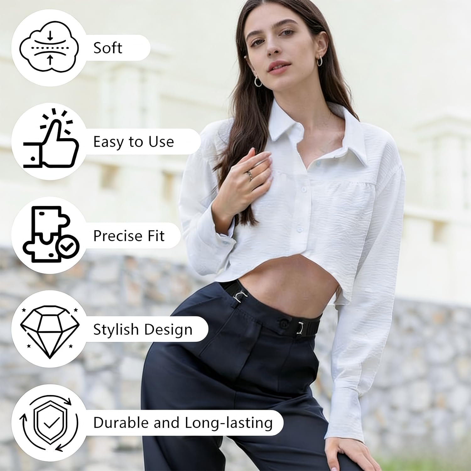 FiveMileBro Cinturón Sin Hebilla, Cinturón con Gancho Metálico, Elástico Invisible Ajustable, Unisex para Hombre y Mujer, Ideal para Jeans, Vestidos, Trabajo, Viajes y Uso Diario — view 3