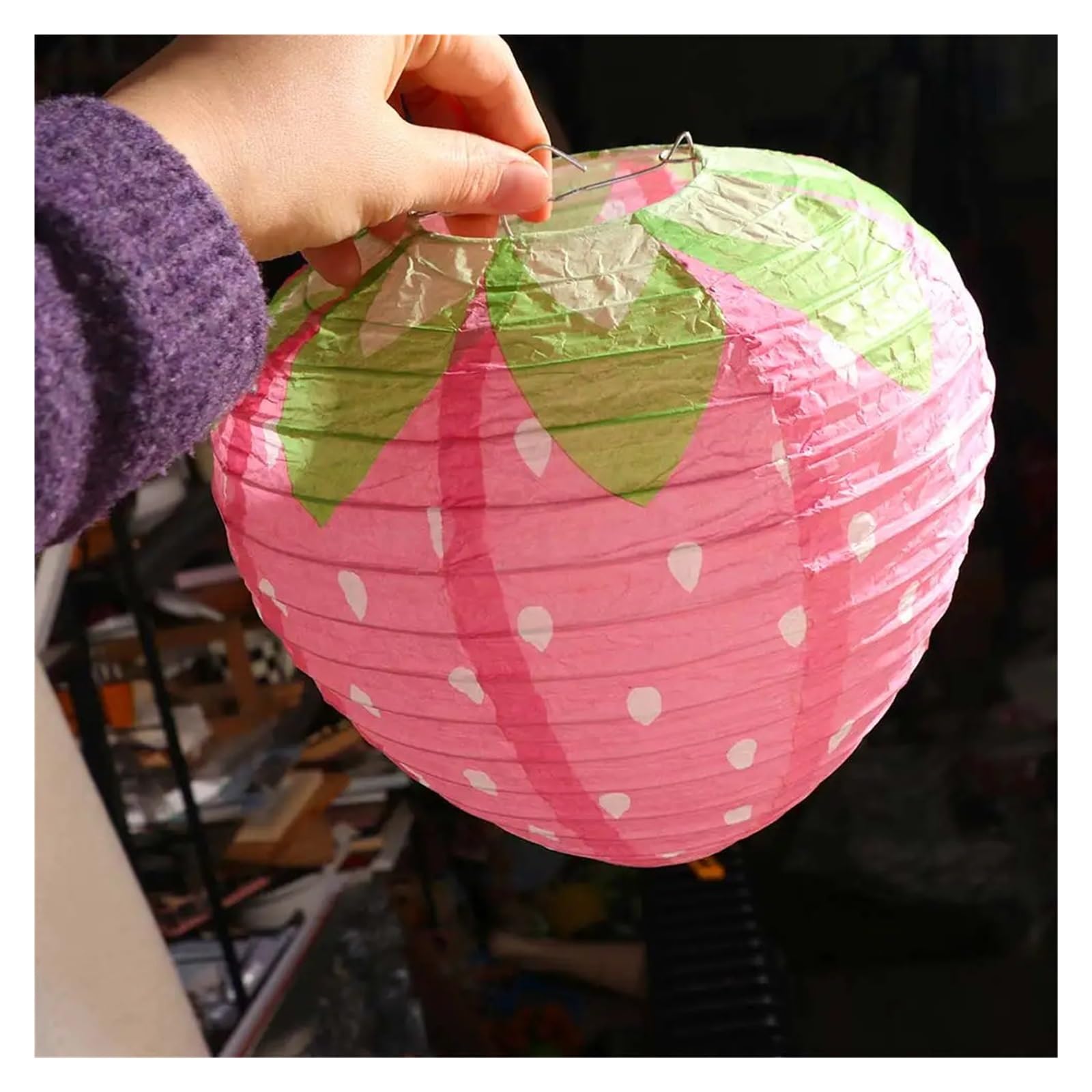 12 Stück 3D-Rosa-Erdbeerlaterne Für Partys