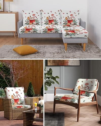 Miniatura 6 de Fundas de cojín elásticas para sofá, seccionales, individuales, en forma de T, con parte inferior elástica, diseño de flores rojas de invierno,