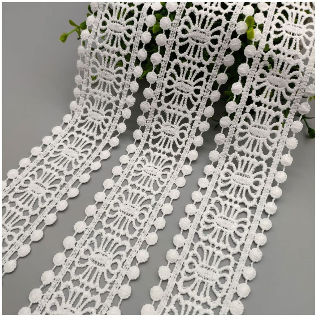 Générique 5cm 2inch évider Floral Brodé Blanc Dentelle Ruban DIY Vêtements Couture et Tissu Rideau Décoration (Couleur : Blanc, Taille : 5cm) (Blanc 5cm)