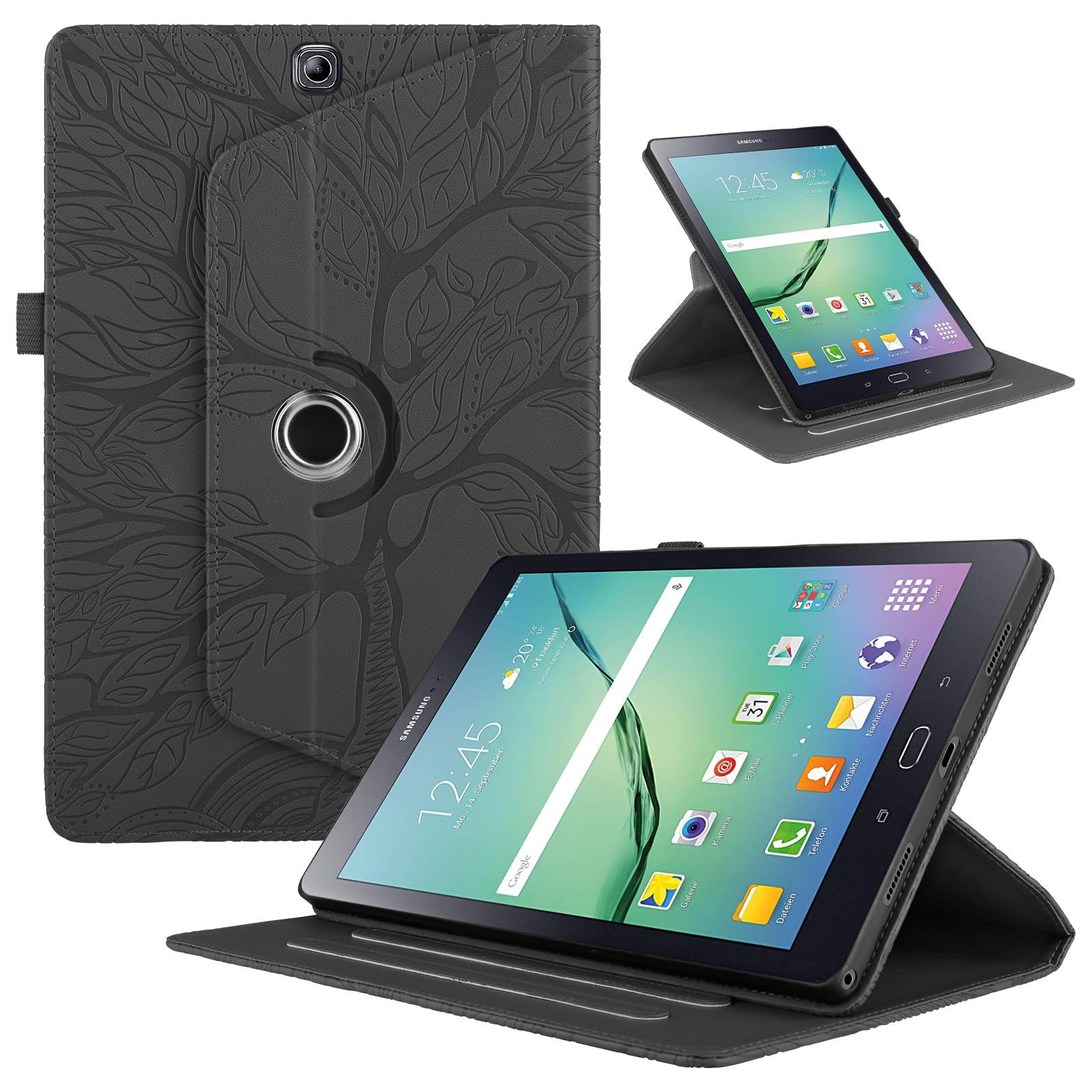 Funda para Samsung Galaxy Tab S9/ S8/ S7 11" (SM-X710/X700/T870) PU Cuero Tablets Protectora Cover 360°Carcasa Giratoria de ángulo Múltiple Stand Función Tablets Funda,Rojo Árboles — view 66