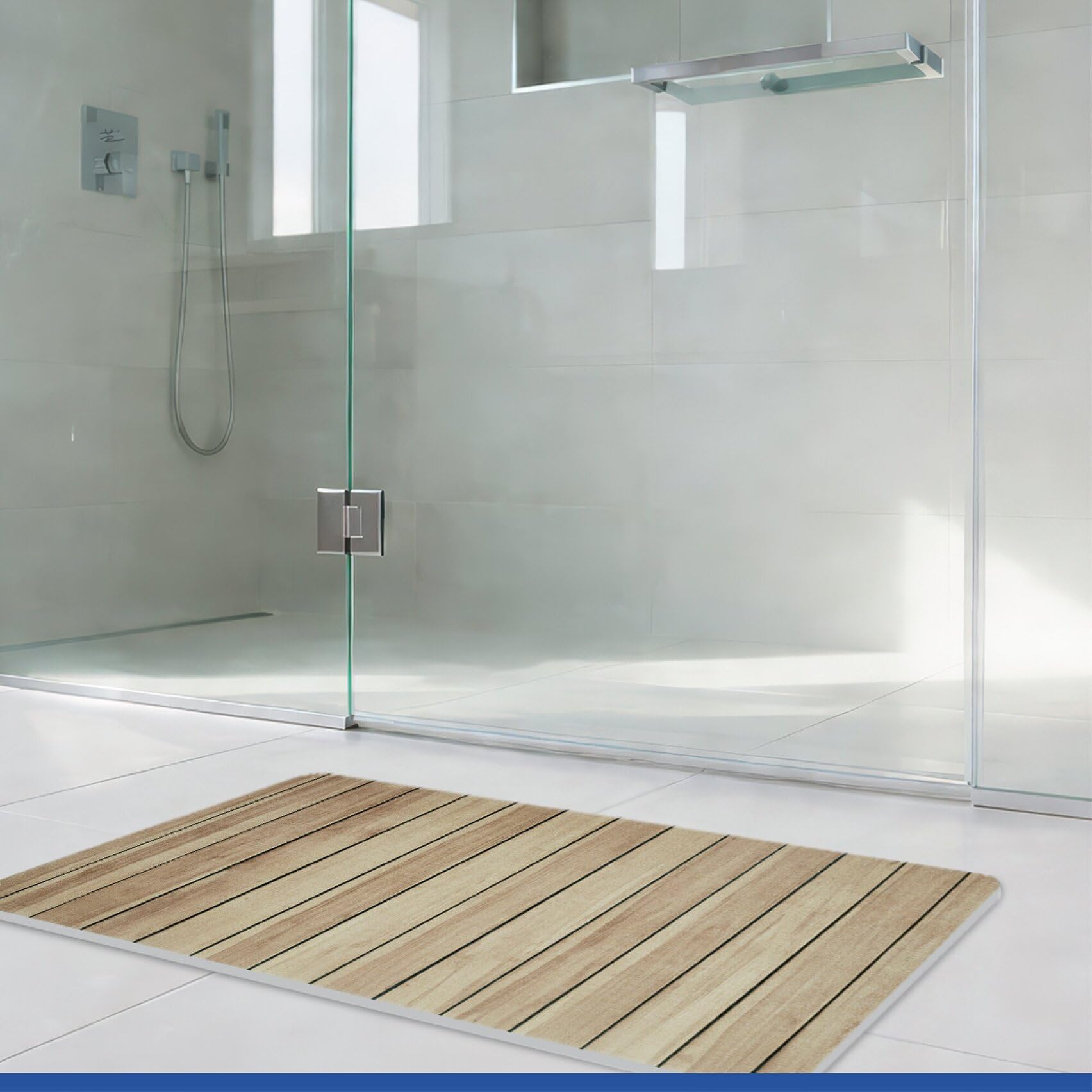 WENKO rutschfeste Badematte Mod. Lepiana, schnelltrocknender Badvorleger aus Diatomit (Kieselgur), stark wasserabsorbierend, saugfähiger Duschvorleger, beige