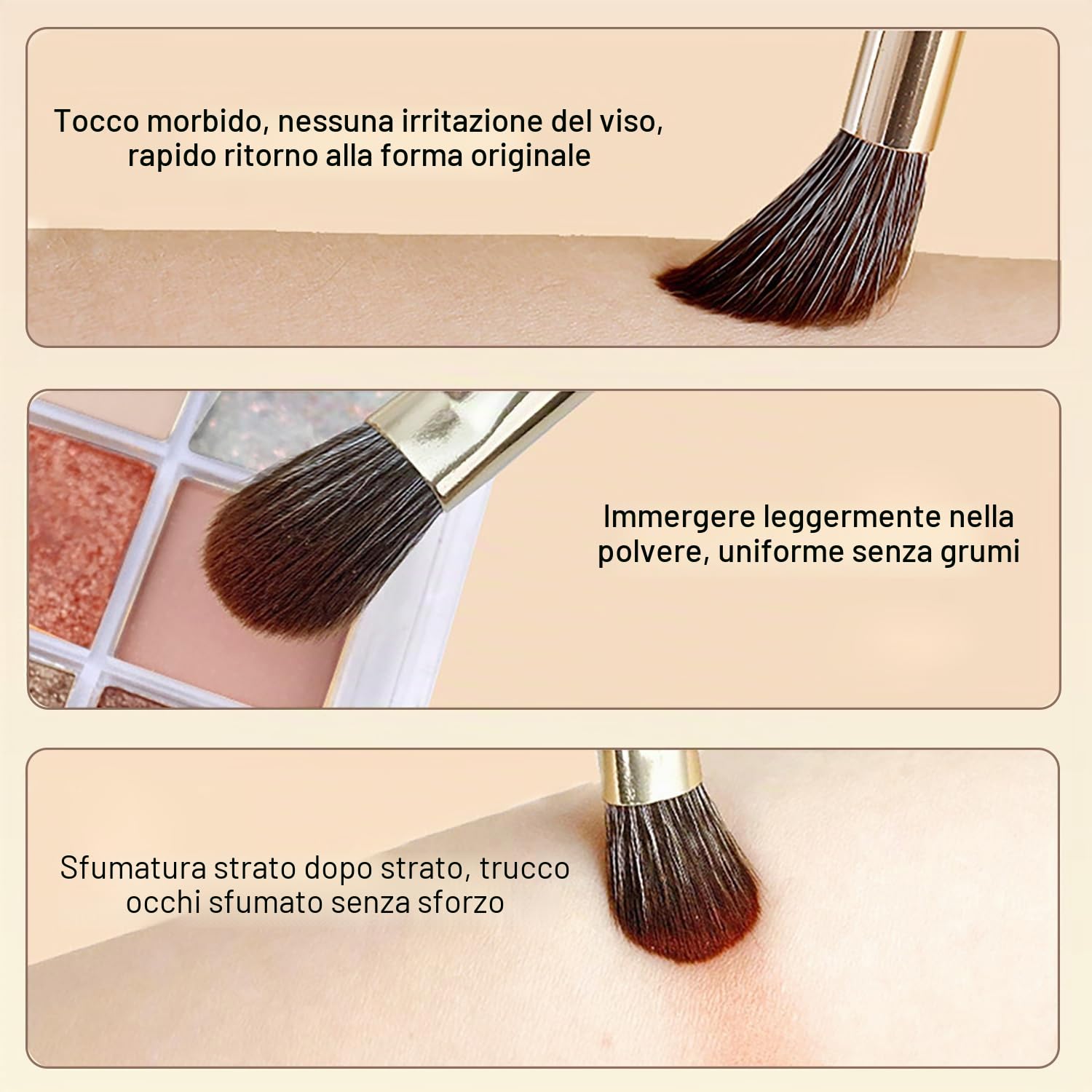 8 Pezzi Pennelli per Occhi, Pennelli Make Up Set, Pennelli Trucco con Trousse in Pelle PU, Pennello per Ombretto, Pennello per Sopracciglia, Pennello per Eyeliner, Pennello per Sfumatura