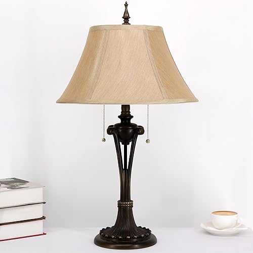 Miniatura 9 de Farmhouse Table Lamp Antique Resin Base Traditional Rustic Mid-Century Large Desk Lamp 27 Inch Tall for Living Room Office Bedroom
