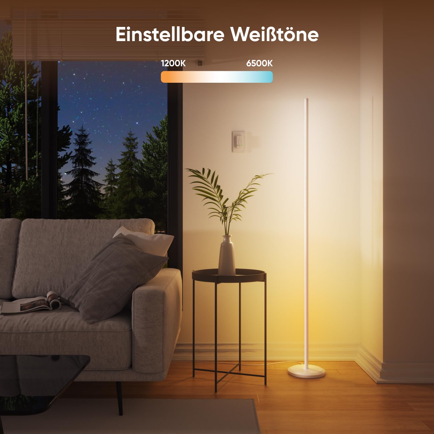 Nanoleaf Matter Smart Stehlampe Weiß, RGB IC LED Floor Lamp Dimmbar, Musik Sync, Dynamische Gradient Szenen, 1700lm, App & Sprachsteuerung (Funktion mit Alexa, Apple), Schlafzimmer Gaming Deko
