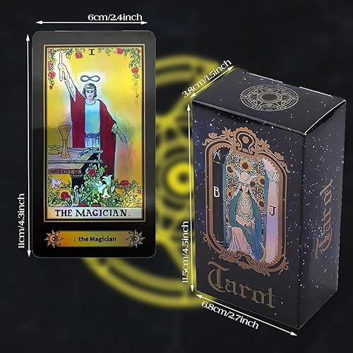 Miniatura 3 de Juego de cartas de tarot, 78 cartas de tarot para principiantes, tablero de cartas de tarot láser de superficie con libro de instrucciones en inglés