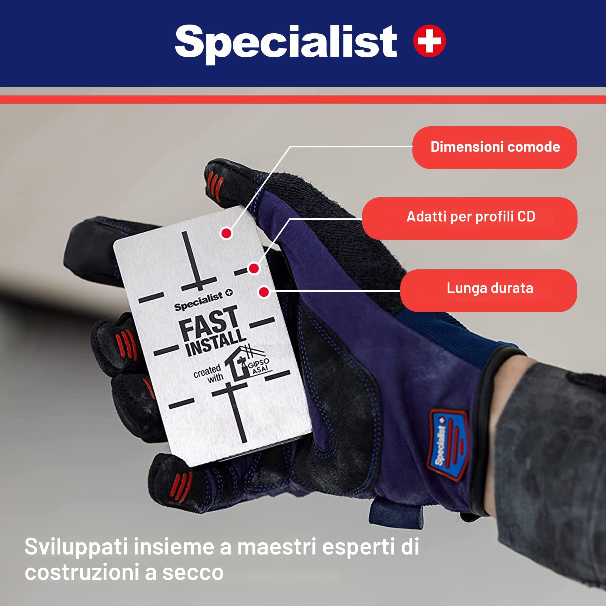 Specialist+ Magnete FAST INSTALL per cartongesso 60 mm | profili CD, strumento magnetico per soffitti