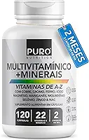 Multivitamínico Puro Nutrition, 22 Vitaminas e Minerais de A-Z, 120 Cápsulas