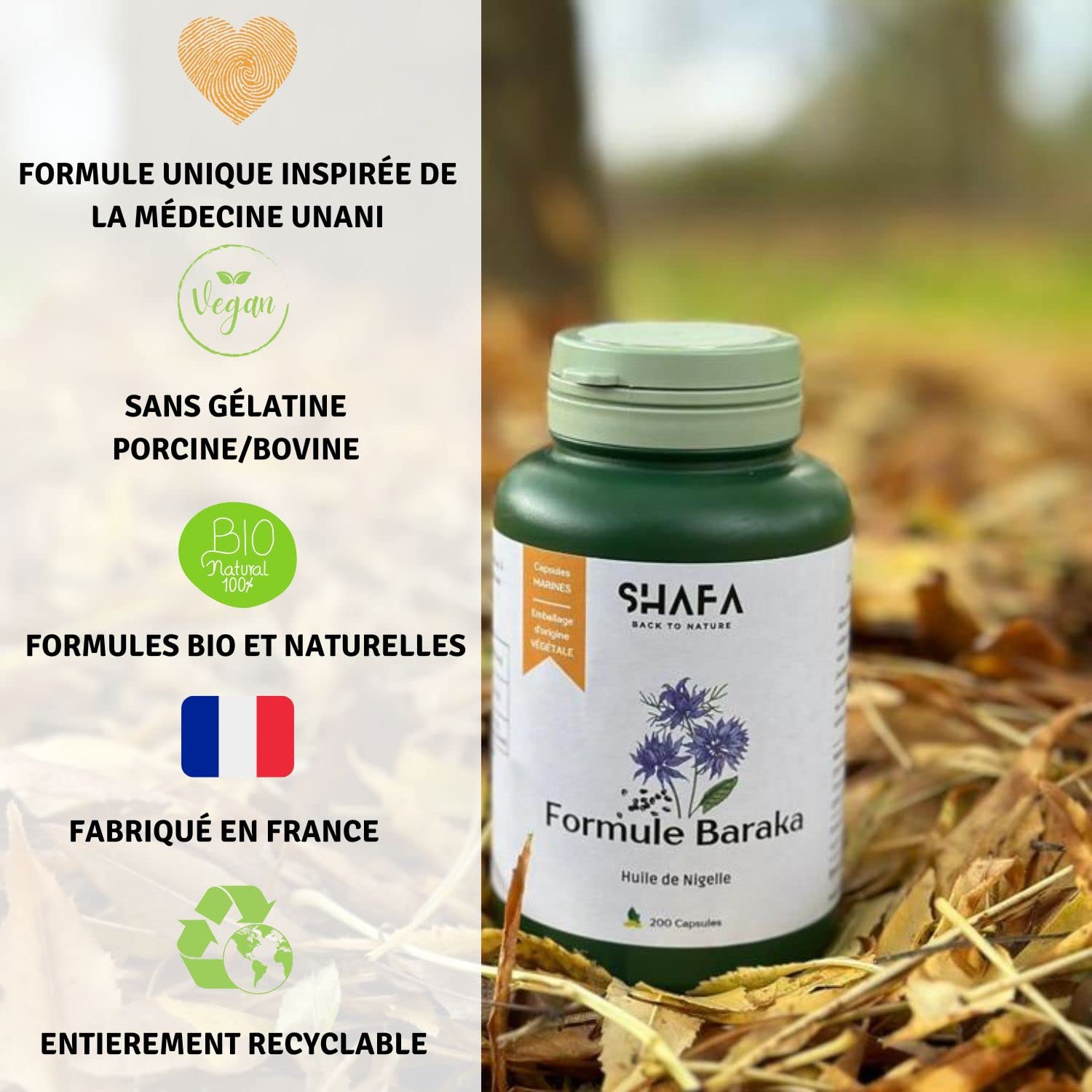 DÉFENSE NATURELLE et VITALITÉ - Formule BARAKA - Huile de NIGELLE BIOLOGIQUE 2000 mg avec Vitamine E - 200 capsules Halal - Emballage Entièrement RECYCLABLE