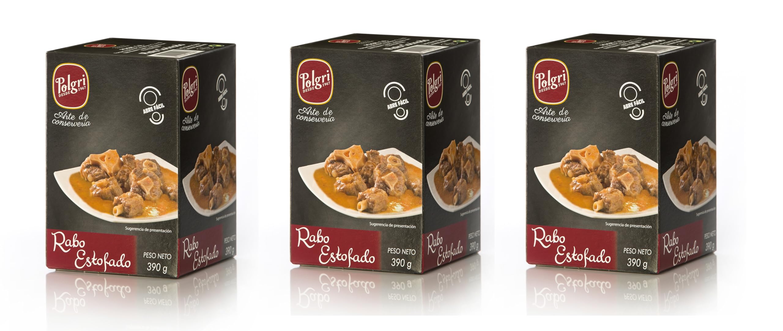 POLGRI Rabo de Toro Rabo Estofado 390 g x 3 latas Rabo Vacuno Conserva Gourmet Plato Preparado Receta Tradicional Carne Premium Listo para Calentar Sabor Intenso Cocina Manchega Casera