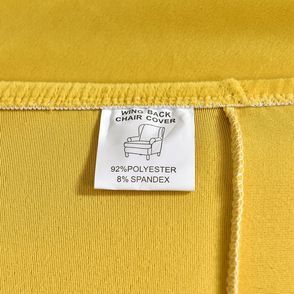 Highdi Velvet Copripoltrona con Orecchie Elasticizzato, Tinta unita 2-Pezzi Copridivano da 1 Posto con Fodera per Cuscino, Lavabile per Strandmon Bar Soggiorno Camera da Letto (Curcuma)