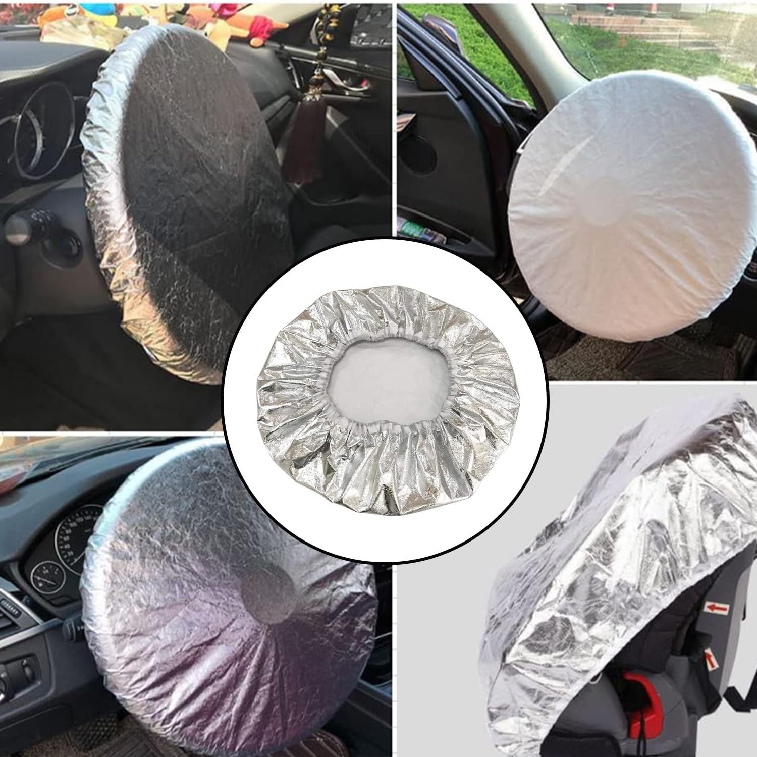 Iplusmile 2 Pezzi Parasole Per Volante Auto – Copertura Riflettente In Alluminio – Protezione Solare E Termica Per Camion - 4