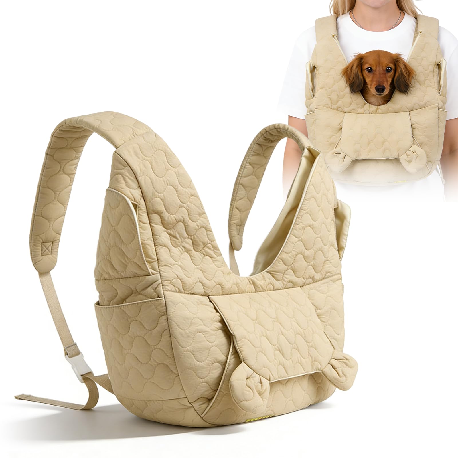 Sac de transport pour chien jusqu'à 10 kg, sac pour chiens de petite taille, sac à dos pour chien, sac pour chien mains libres, écharpe frontale pour chien avec réglage pour promenades en plein air et