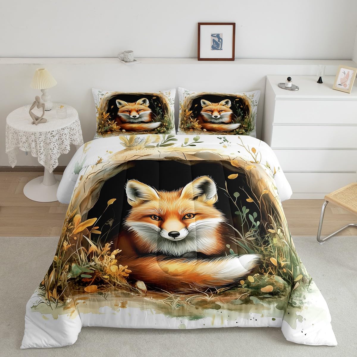 Parure lit enfant motif renard pour stopper le froid pendant la nuit