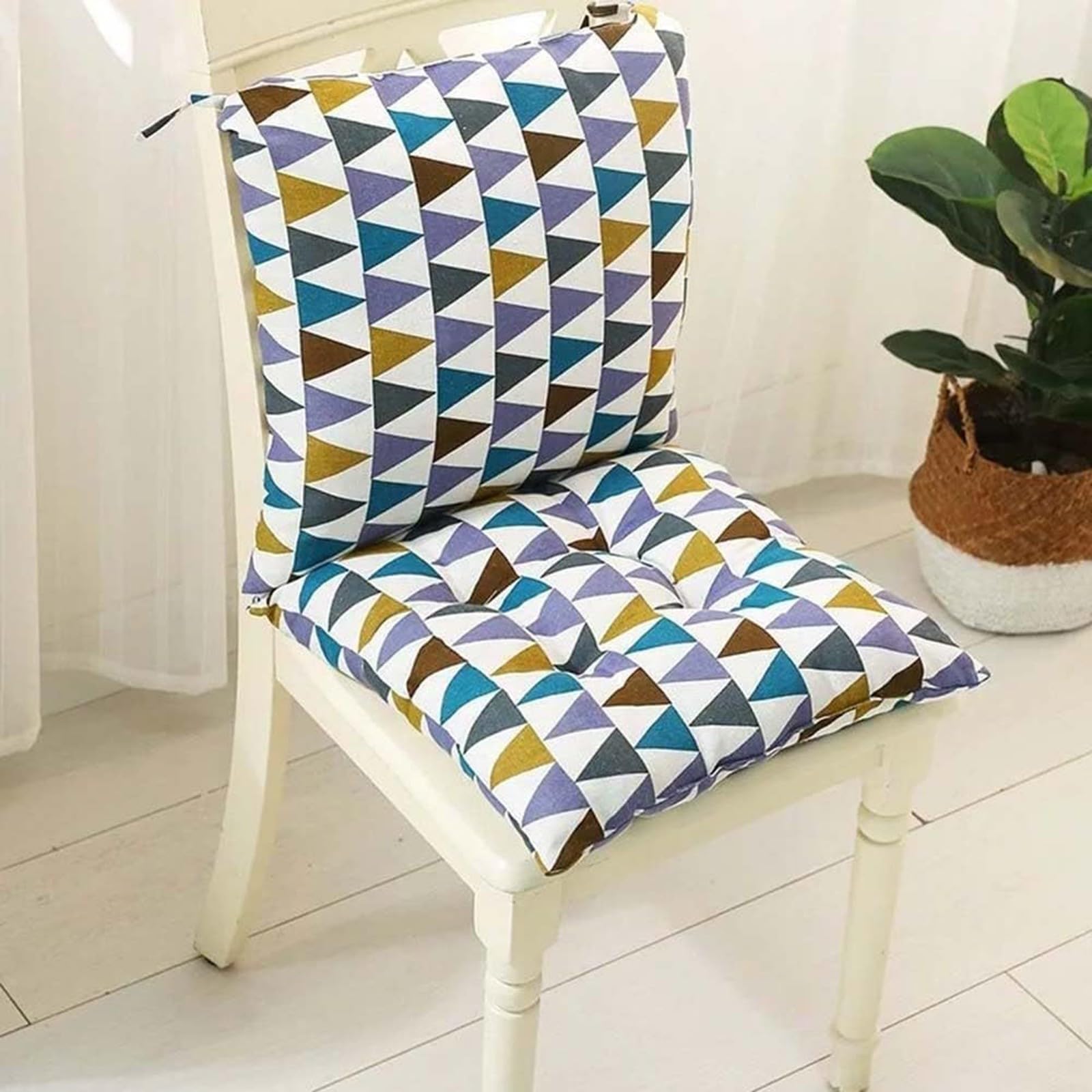 Set di 4/2/1 Cuscini per Sedie con Schienale Cuscino per Sedie Per Interno Ed Esterno con Laccetti Soggiorno Ufficio Cuscino da Interno Esterno Cucina(Style1,40x40cm(4PC))
