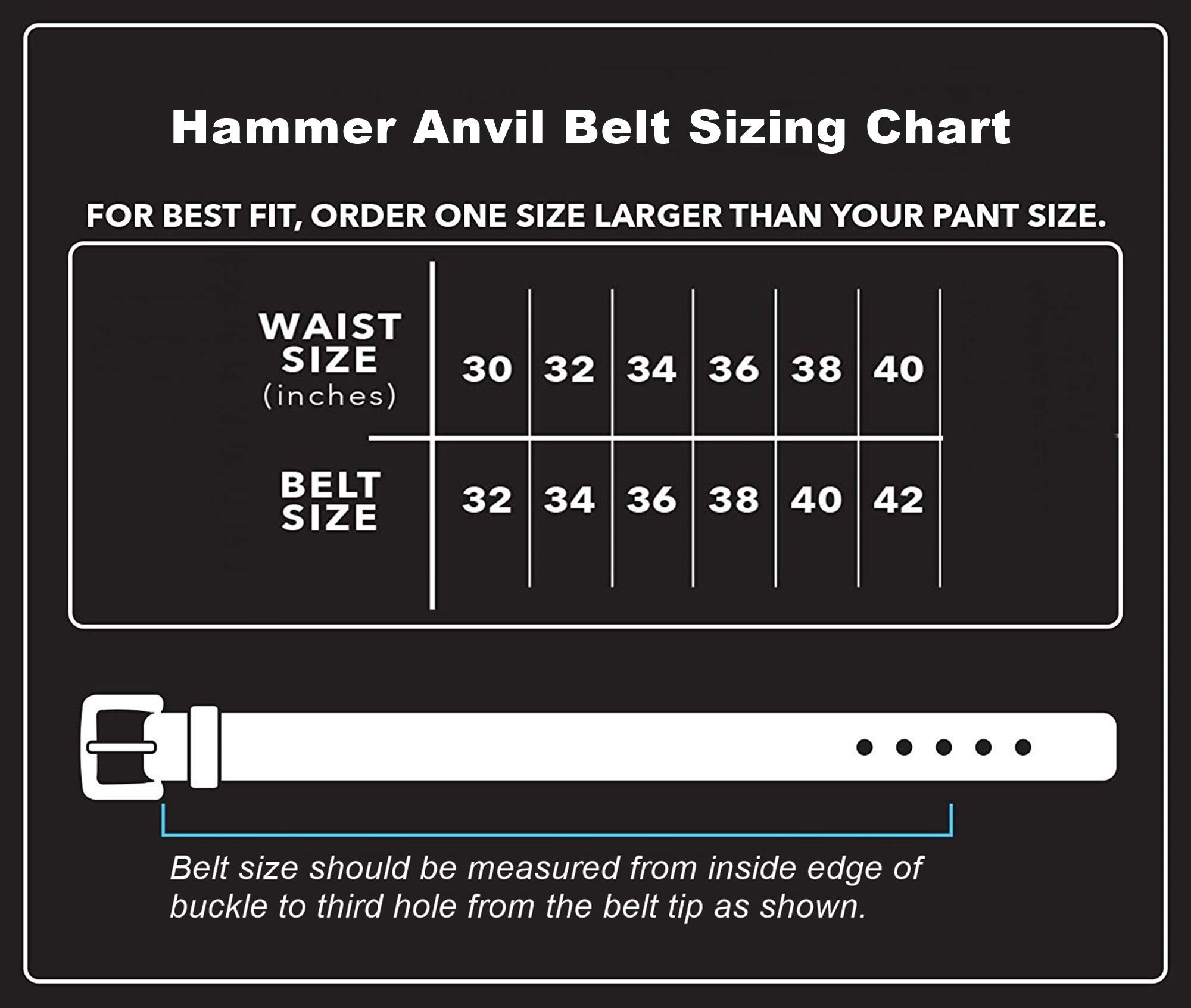 Hammer Anvil Mens Belt Full Grain Leather 38 MM Casual Jean Belt BRN 32