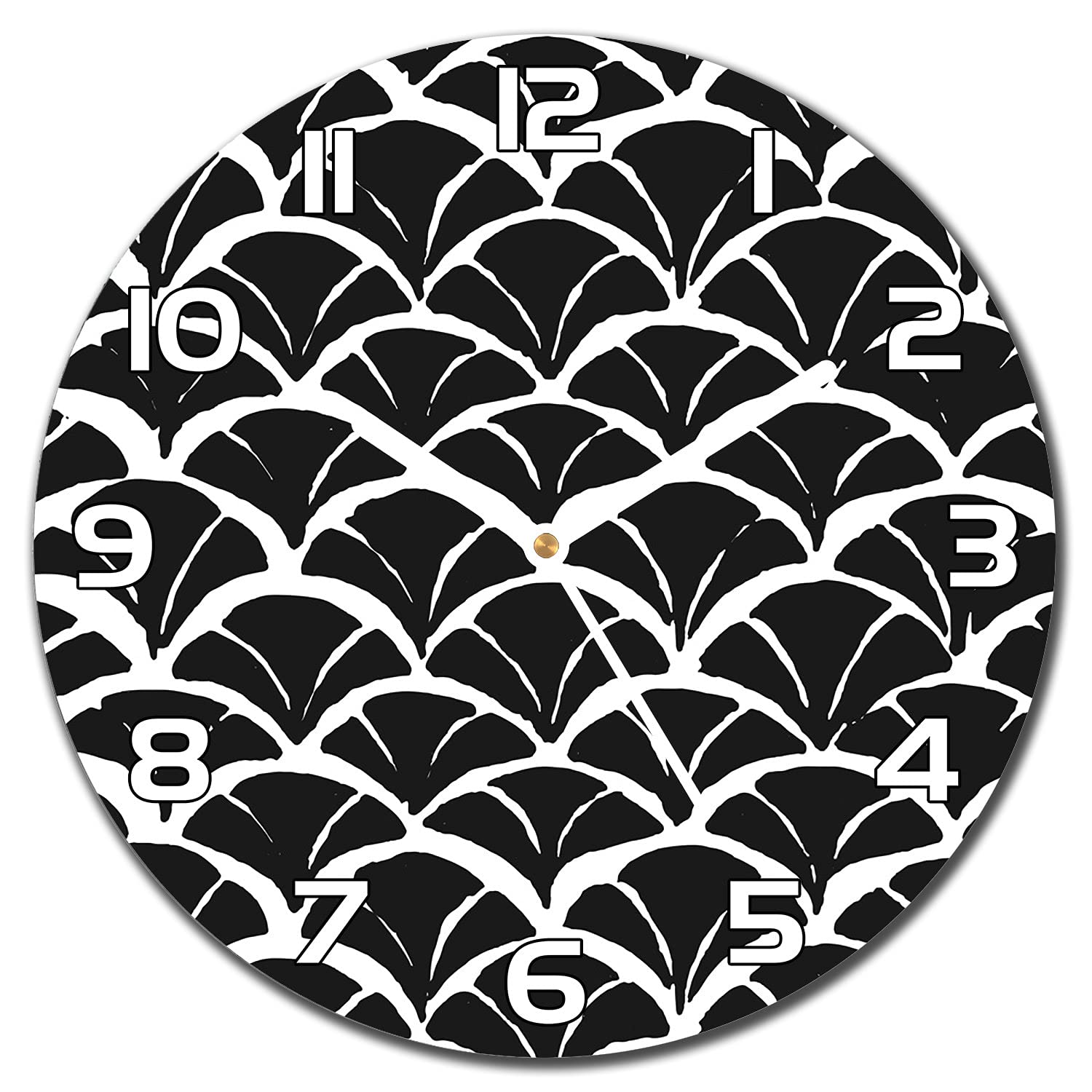 Horloge en verre 30 cm Oriental Poisson Grunge avec aiguilles blanches Coloray