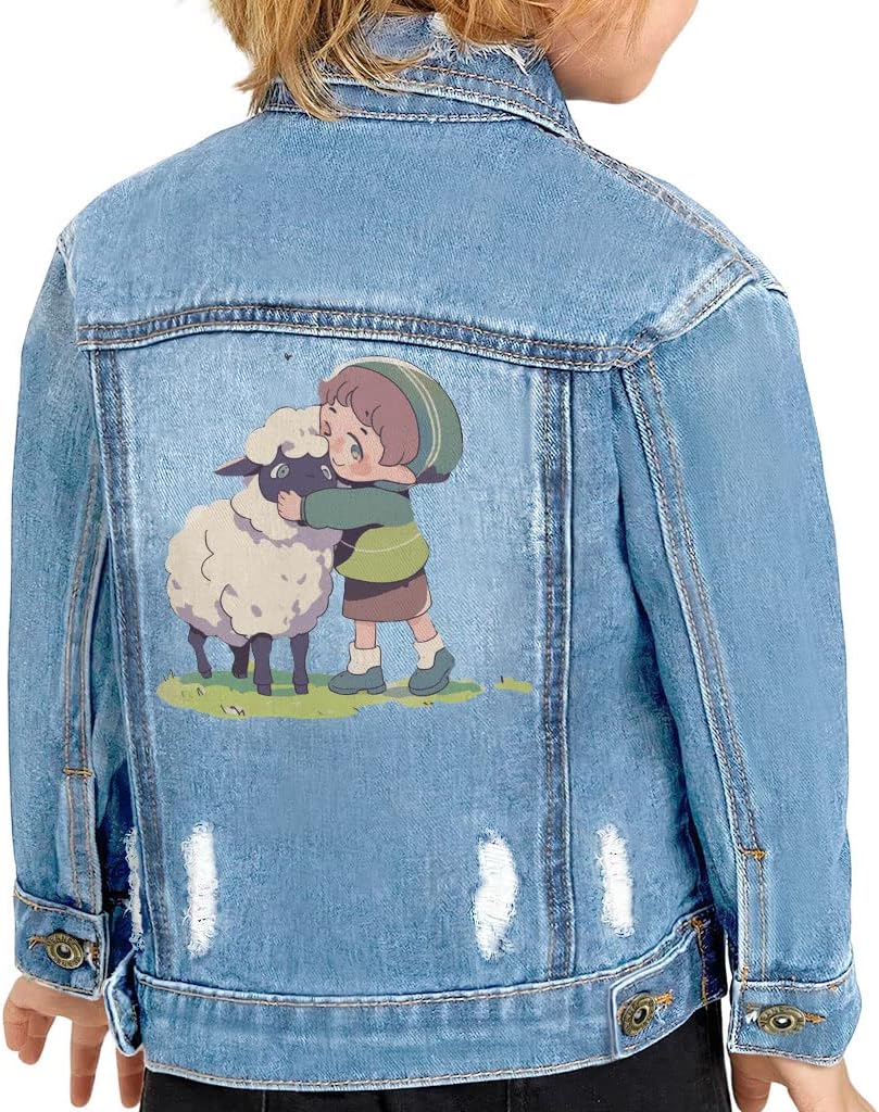 Kawaii Animal Toddler Denim Jacket - Dog Jean Jacket - Illustration Denim Jacket for Kids
