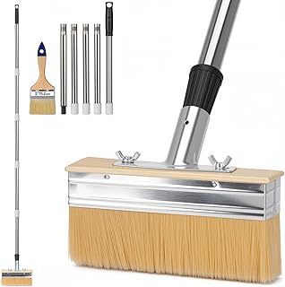 Drado 70” Long Handle 6\" Decking Paint Brush, with 2pcs 3\" Paint Brush for Wood Masonry Deck Fence Wall Shed Floor Wall Furniture Decking Oil(180 * 50)