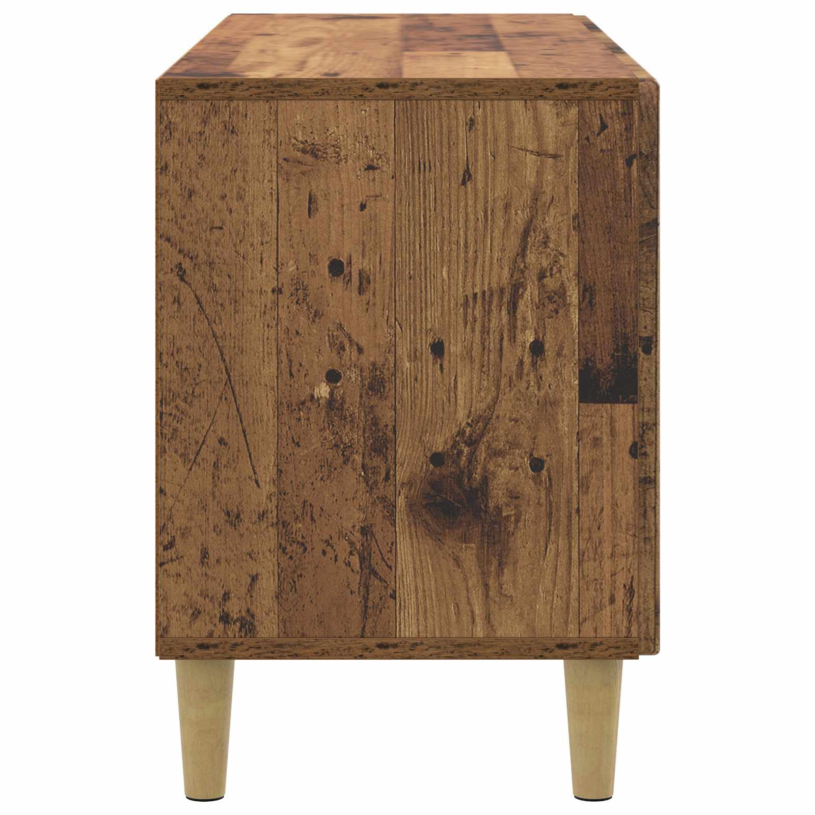 Szafka pod telewizor z materiału drewnopochodnego, stare drewno, 99 x 34,5 x 50 cm, z dużą ilością miejsca do przechowywania, stożkowe nogi, uniwersalna jako szafka pod telewizor, kredens