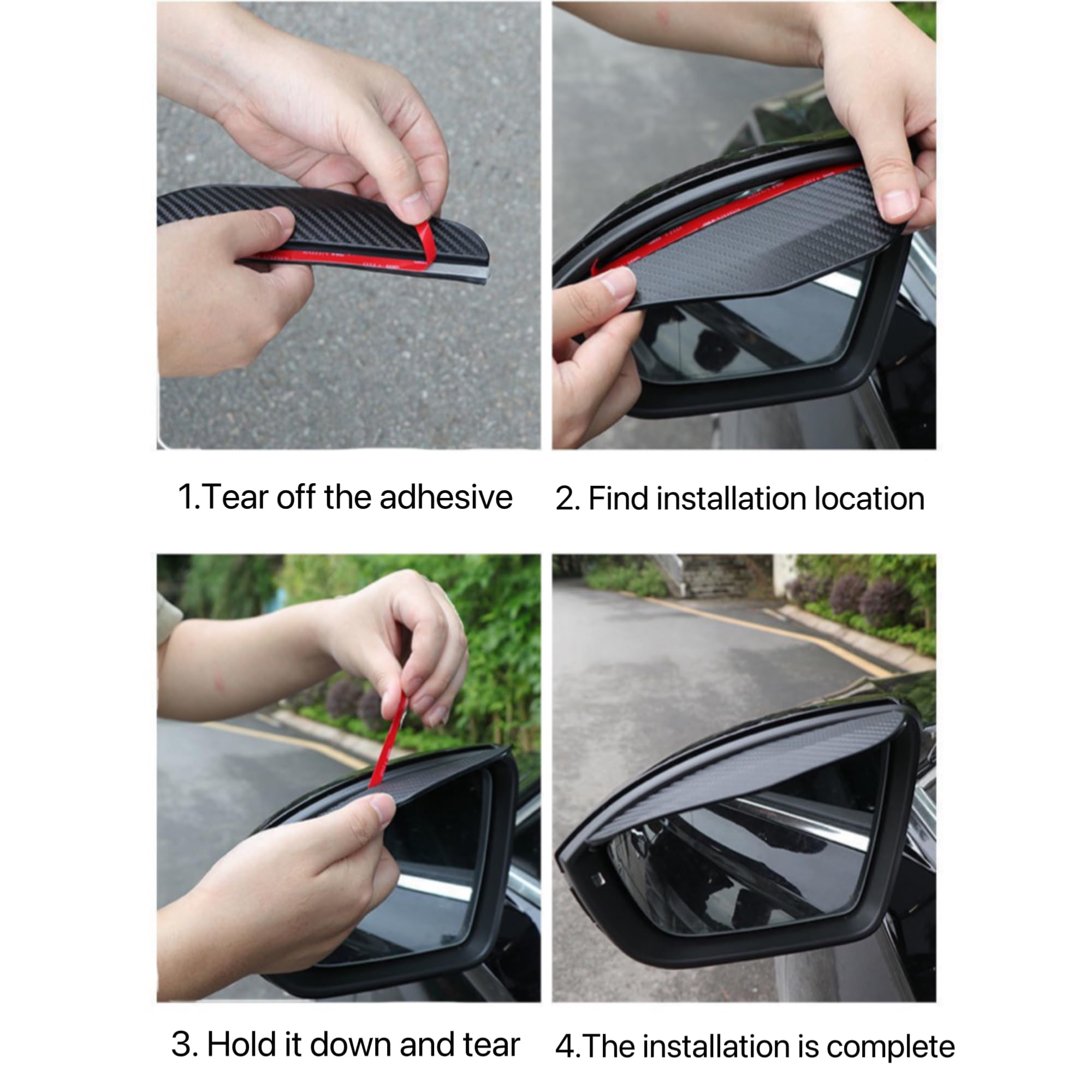 Riloer Lot De 2 Déflecteurs De Pluie Rétroviseur Voiture - Style Fibre De Carbone, PVC Anti-Pluie Et Neige Universel