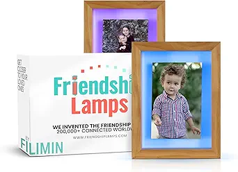 Friendship Lamp® by Filimin Set of 2 Long Distance Touch Lamps – WiFi Connected, Long Distance Gifts, Touch Activated Table Lamp, Long Distance Friendship Gifts, LED Light - Picture Frame