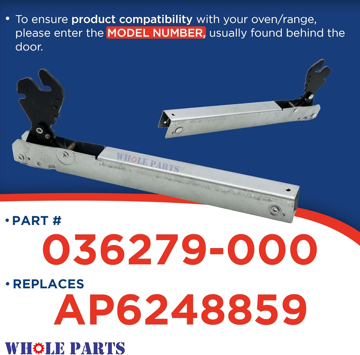 Upgraded Whole Parts Range/Oven D3 Hinge W/BK Spring Part# 036279-000 - Replacement and Compatible with Some Viking Ranges or Ovens