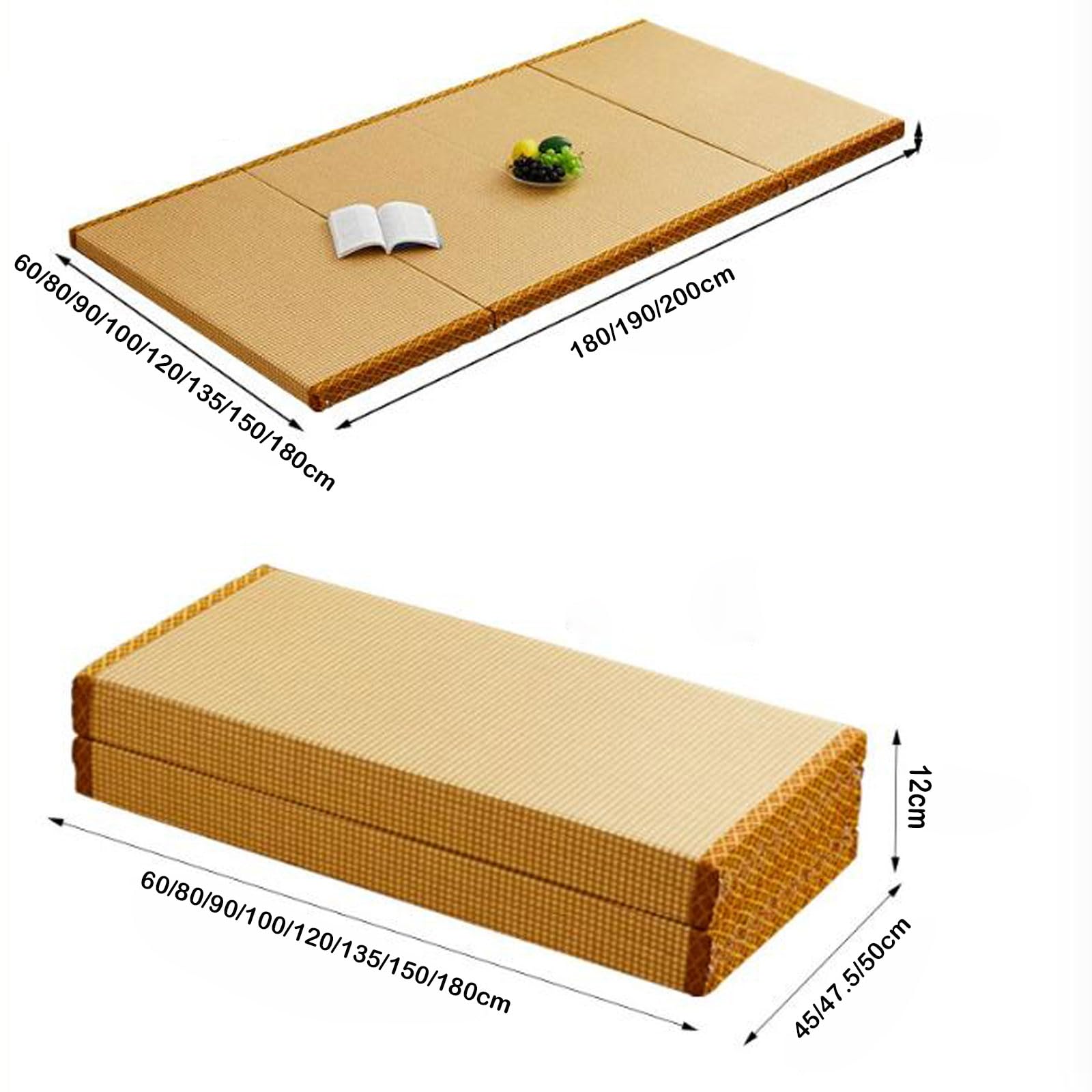 Tatami Mat - Colchón de futón plegable para uso en el suelo, ideal para meditación, yoga, zen, sala de té, diseño de césped plegable, perfecto para comodidad y estilo
